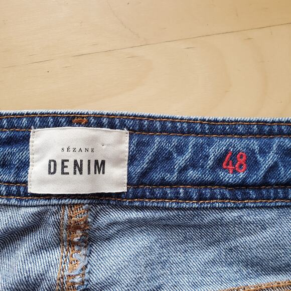 Sezane Le Crop Jeans High Rise Wide Leg Cropped Blue Denim Wash 48 US 16 - Picture 7 of 9